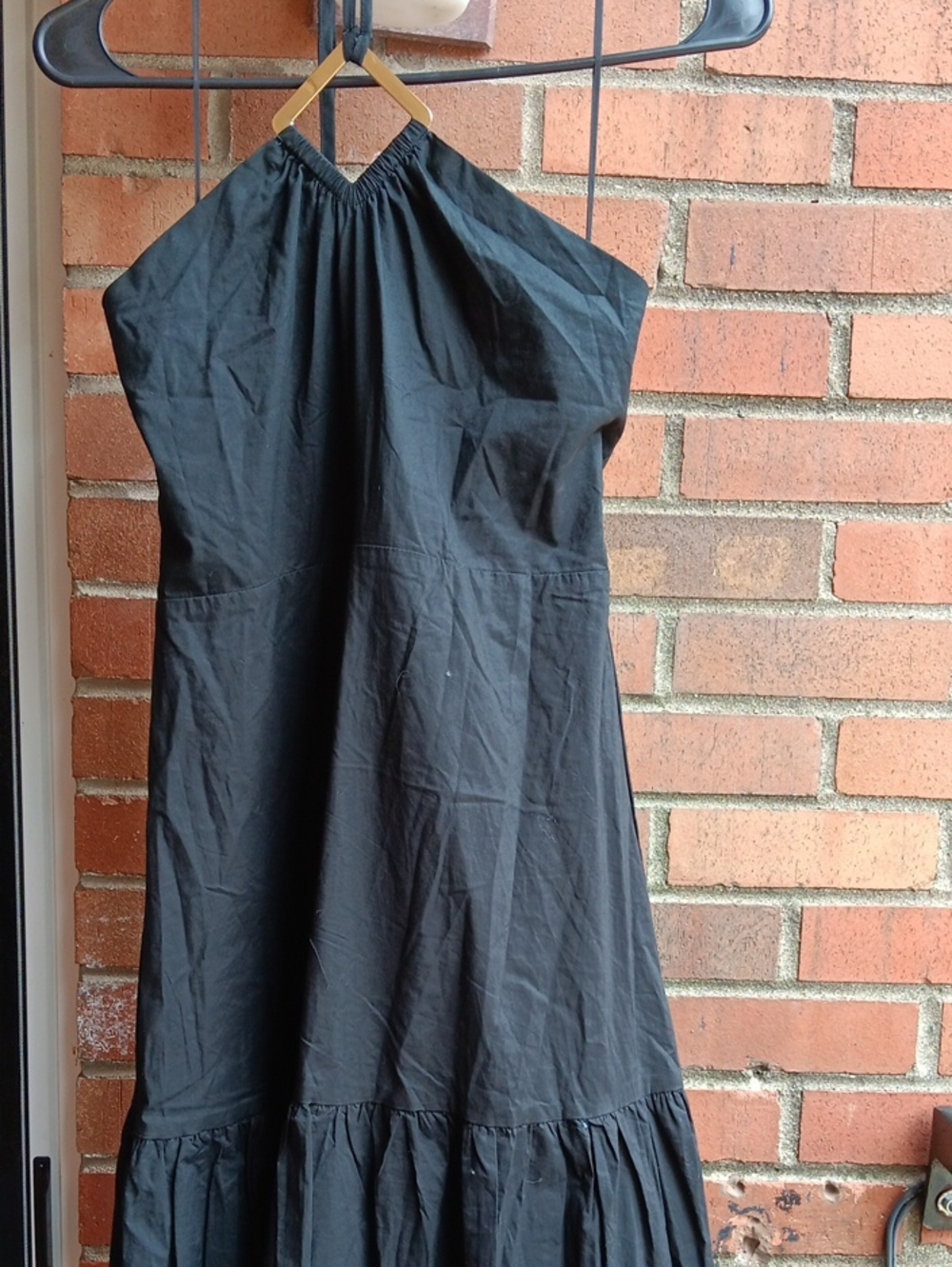 Aqua Black Strapless Sundress with Halter Ties